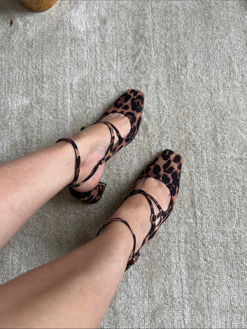 Zara Leopard-Print Ankle Tie Block Heels - Brown/Black